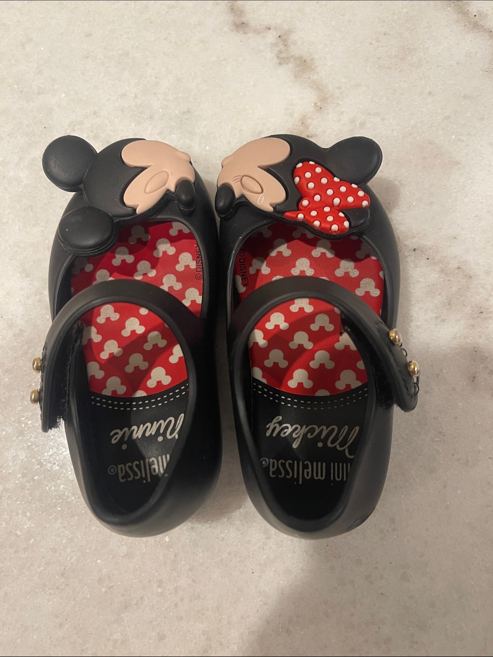 Kids US 5 Mini Melissa Black Mary Jane Shoes w/ Velcro straps